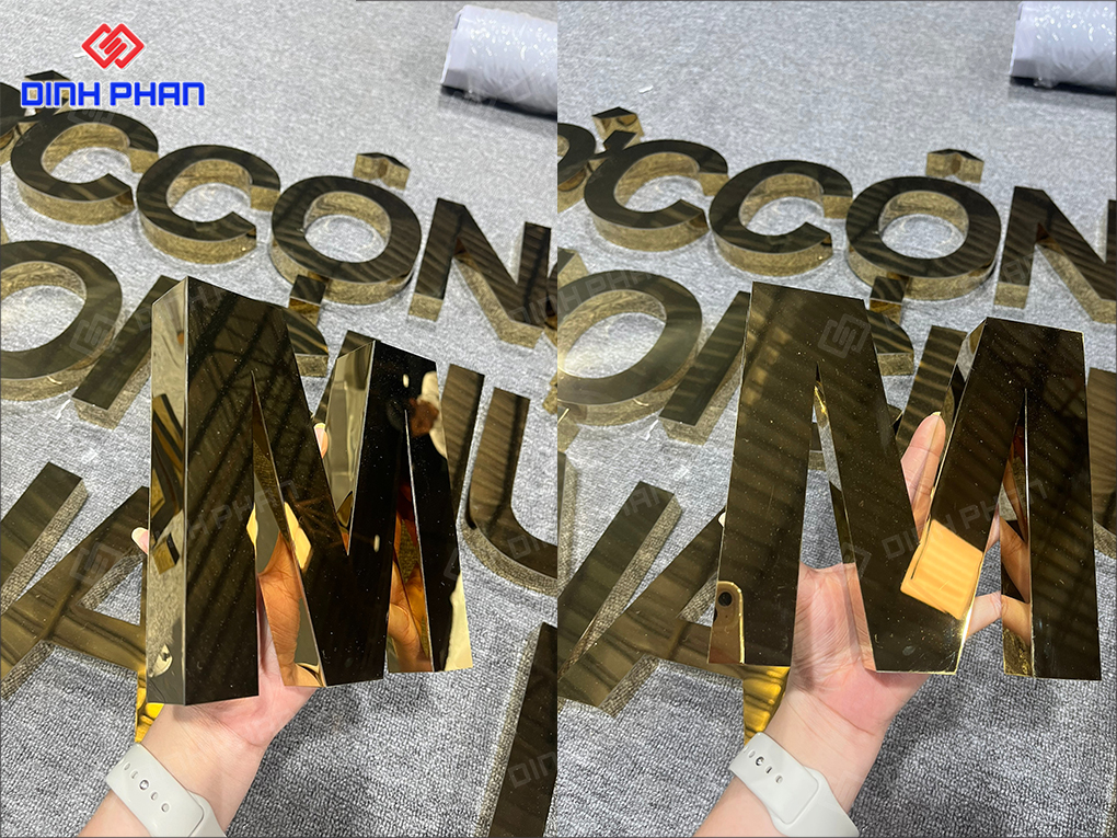 Gia Công Chữ Inox Vàng Tại Buôn Ma Thuột Sang Trọng Chữ inox vàng gương