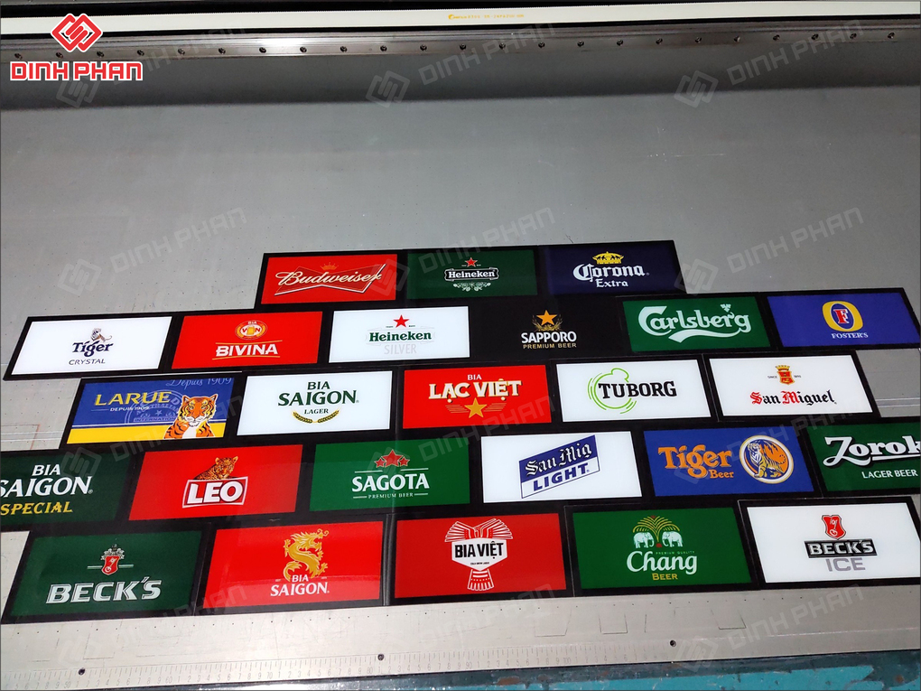 In UV Mica Tại Buôn Ma Thuột – Sắc Nét, Không Bong Tróc In UV logo các thương hiệu bia