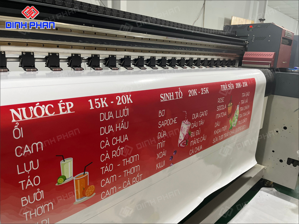In UV bạt không gân tại Buôn Ma Thuột In UV menu quán nước trên bạt không gân