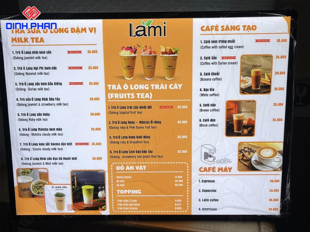 Tranh Điện Menu Tại Buôn Ma Thuột Sáng Đẹp, Sắc Nét Menu tiệm Lami