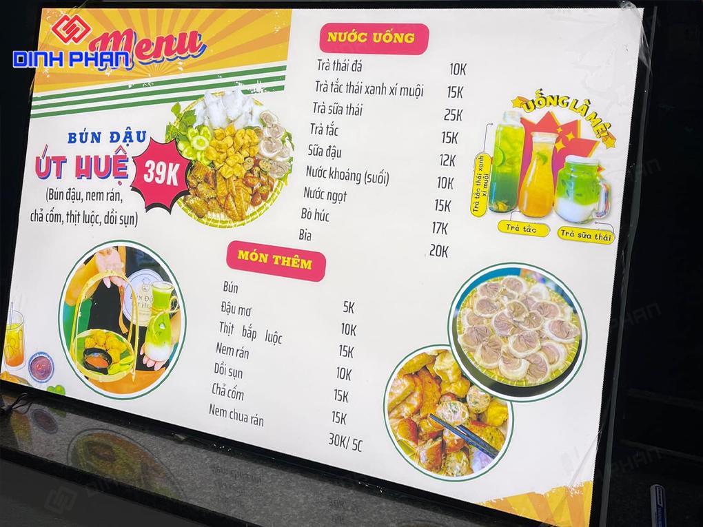 Tranh Điện Menu Tại Buôn Ma Thuột Sáng Đẹp, Sắc Nét Menu quán ăn