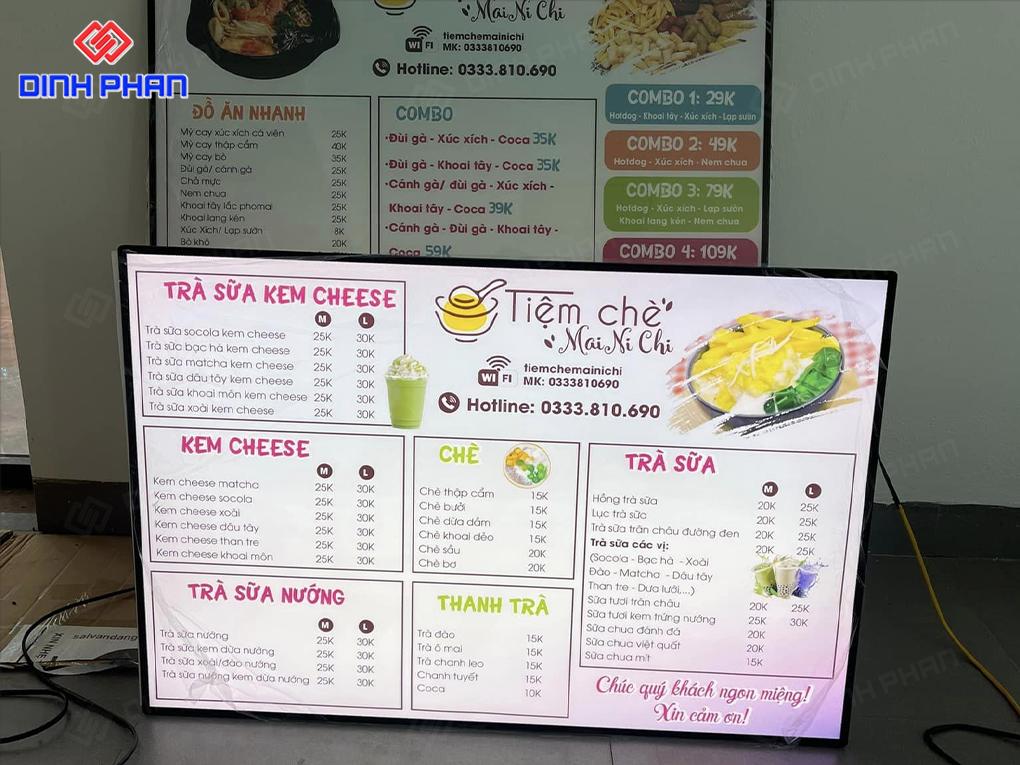 Tranh Điện Menu Tại Buôn Ma Thuột Sáng Đẹp, Sắc Nét Menu tiệm chè