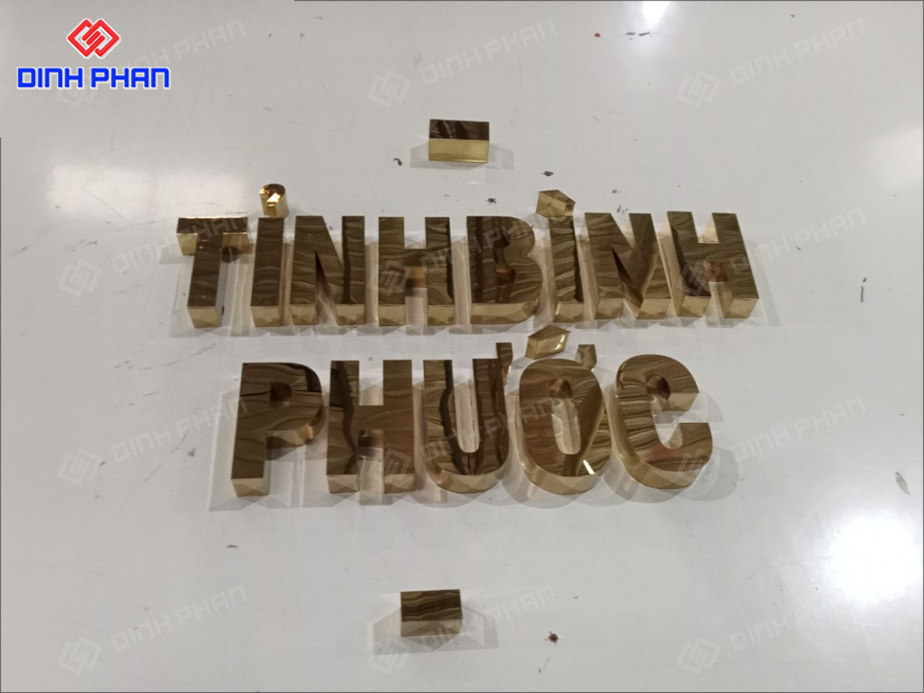 Gia công chữ inox vàng