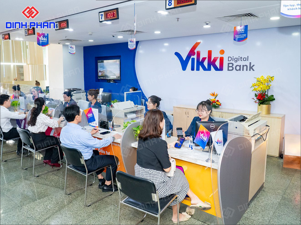 Làm bộ chữ ngân hàng Vikki Bank cao cấp, chuẩn nhận diện Bộ chữ dán tường