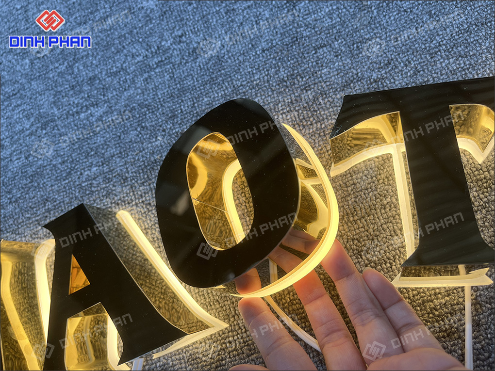 Làm chữ inox Nha Trang cao cấp, bền đẹp Chữ inox vàng gương