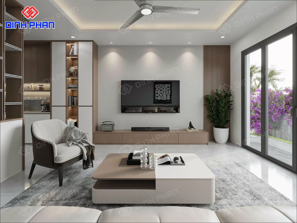 Nội thất phòng khách theo phong cách tối giản 