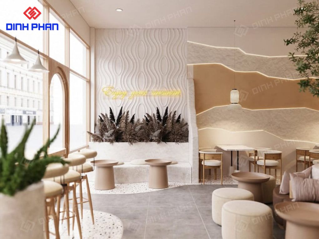 Mẫu thiết kế quán trà sữa đẹp BMT theo phong cách Hàn Quốc Mẫu thiết kế quán trà sữa đẹp BMT