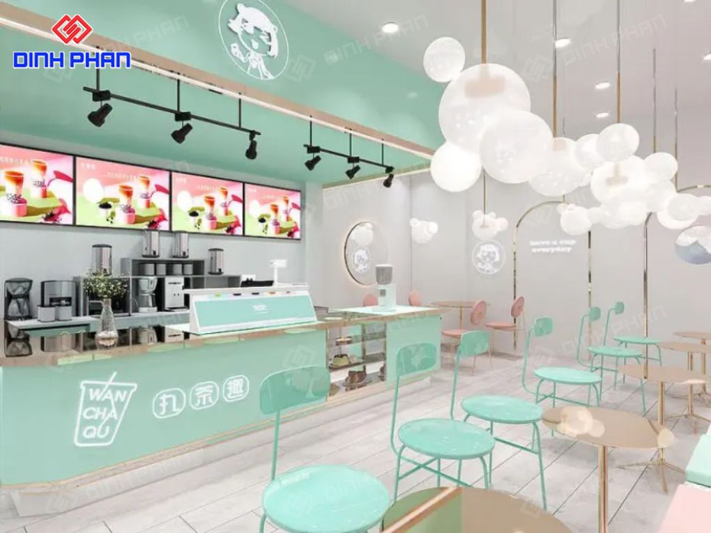 Decor quán trà sữa hiện đại BMT thu hút giới trẻ