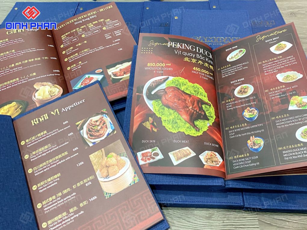 In thực đơn menu