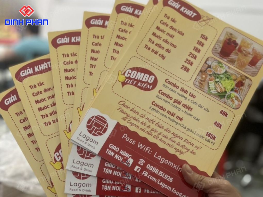 In thực đơn menu